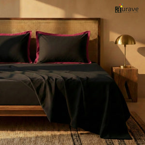 Black Haven 400 TC Cotton Satin Bedsheet with Pillow Covers - Pink