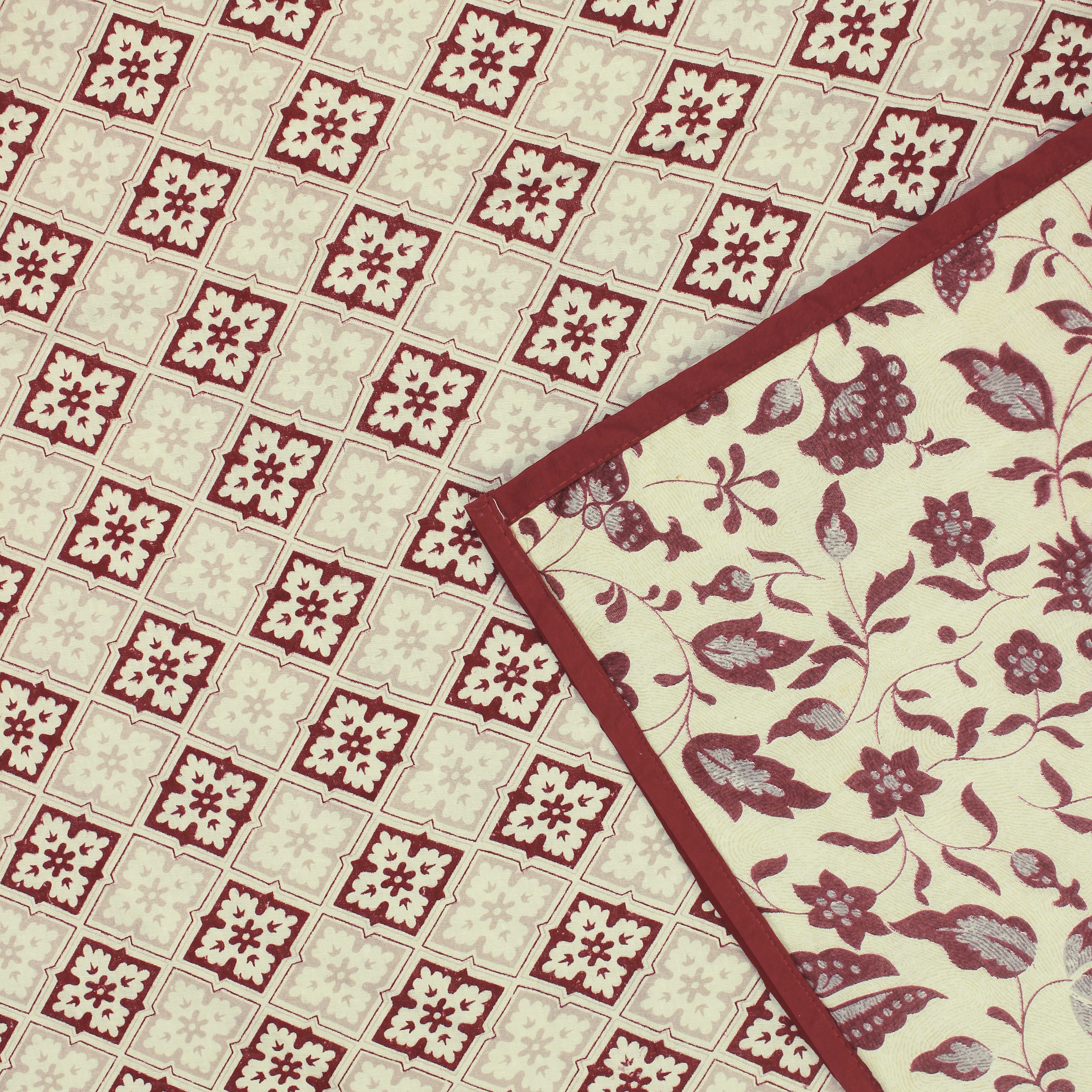 Riva Floral Cotton Dohar, Burgundy Design