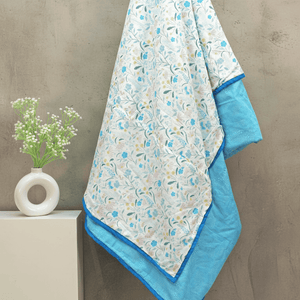 Riva Floral Cotton Dohar, Aqua