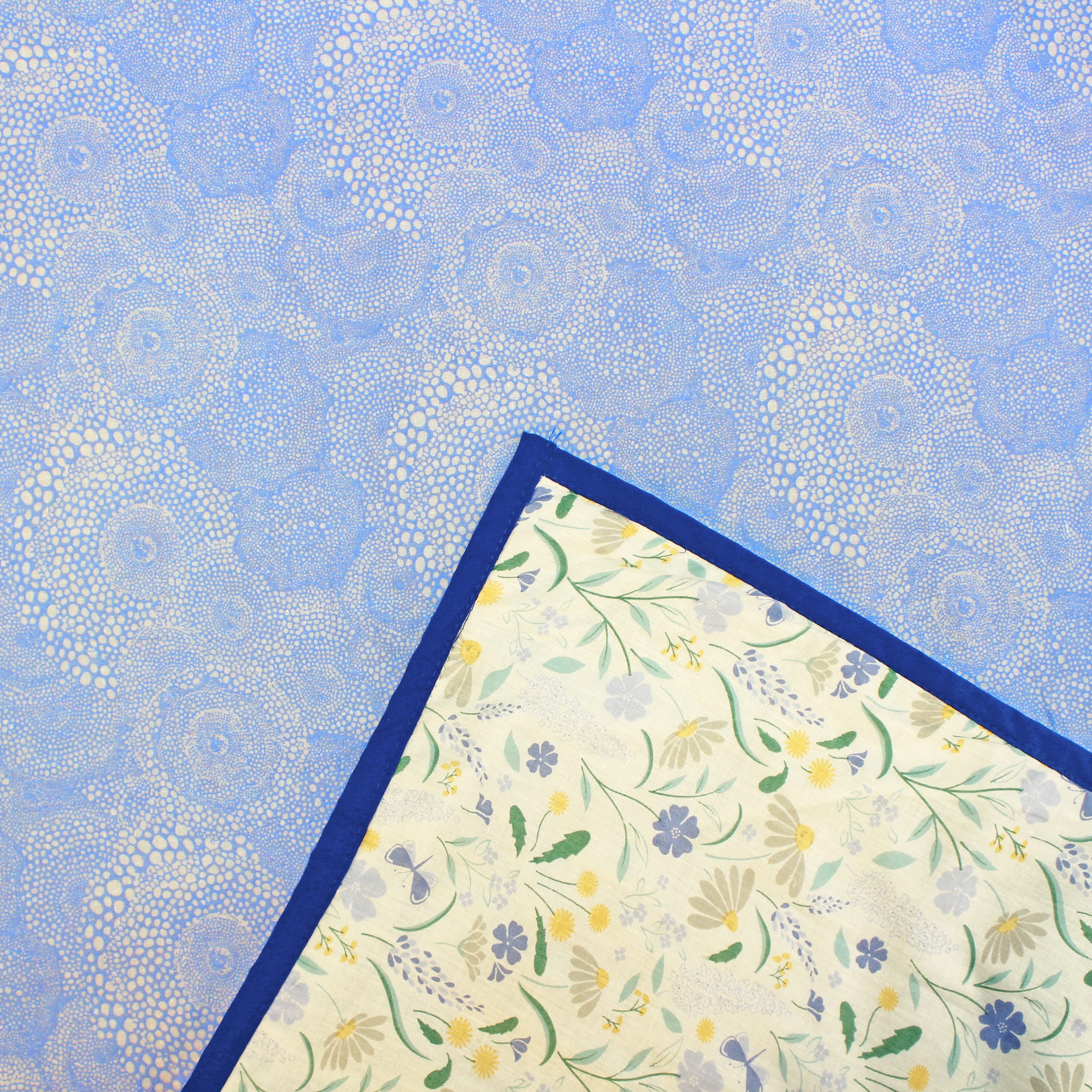 Riva Floral Cotton Dohar, Blue Design