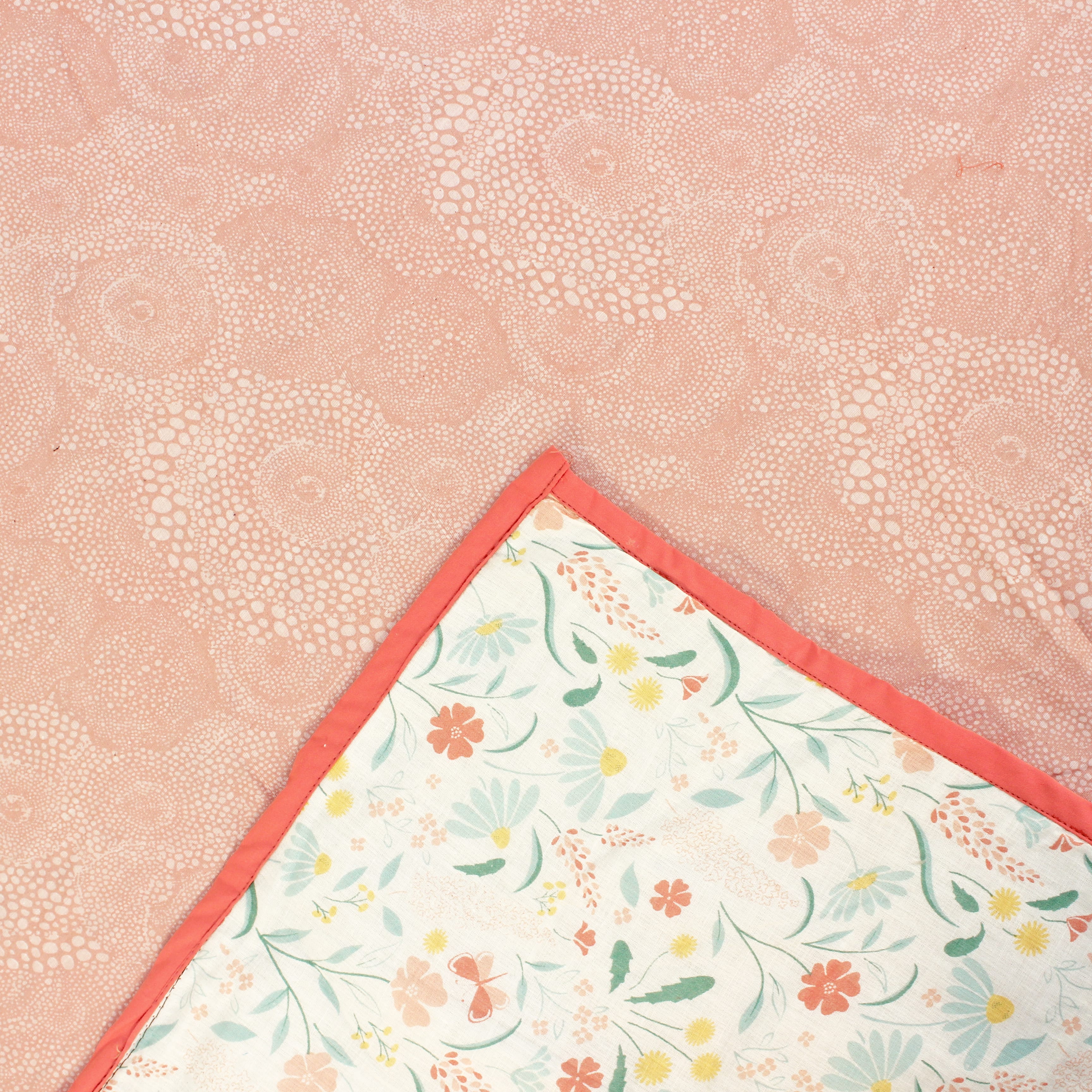 Riva Floral Cotton Dohar, Peach Design