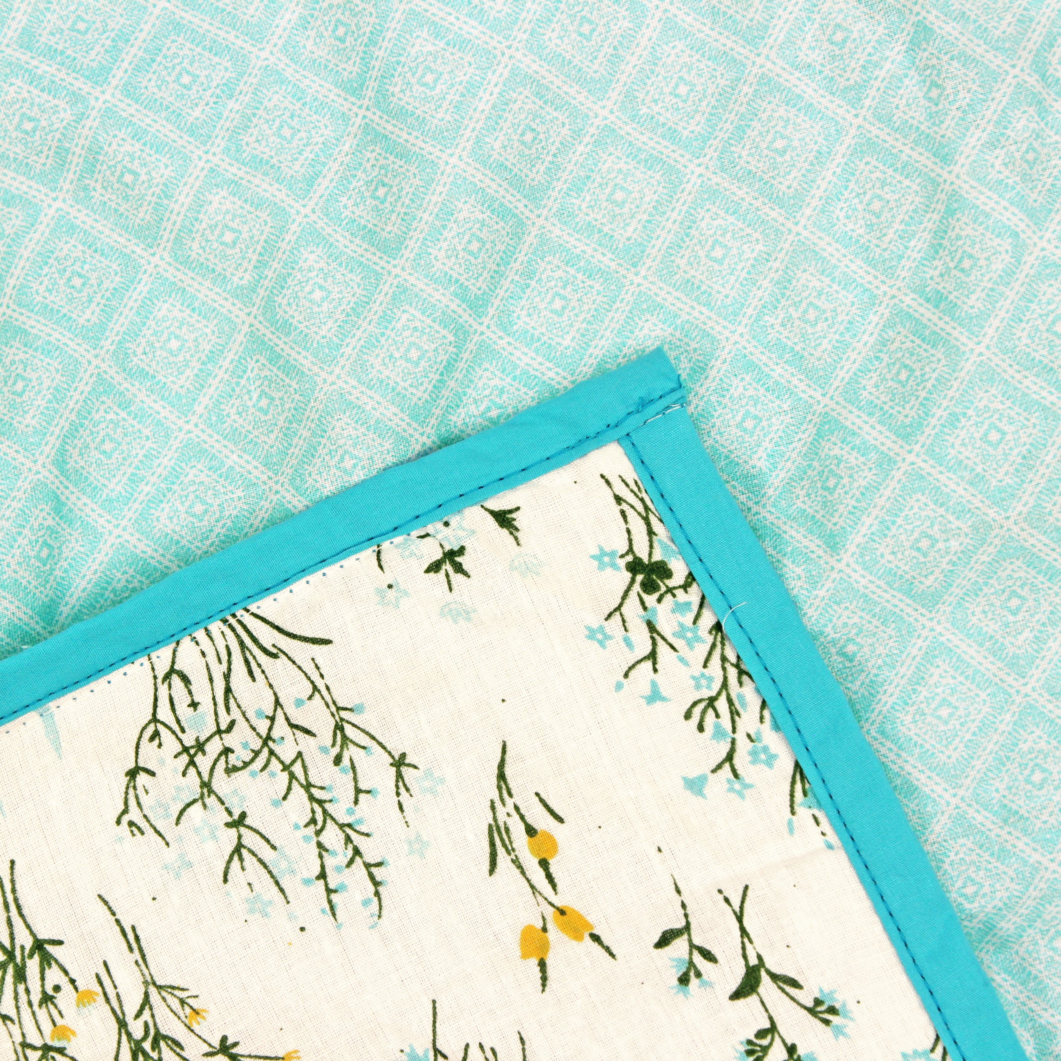 Riva Floral Cotton Dohar, Aqua Design