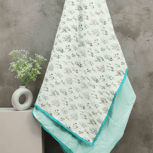 Riva Floral Cotton Dohar, Aqua