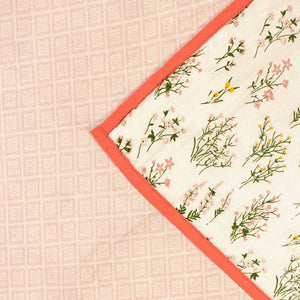 Riva Floral Cotton Dohar, Peach Design