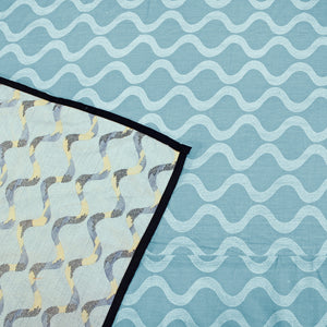 Riva Damask Cotton Dohar, Blue Design