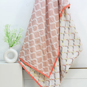 Riva Damask Cotton Dohar, Peach