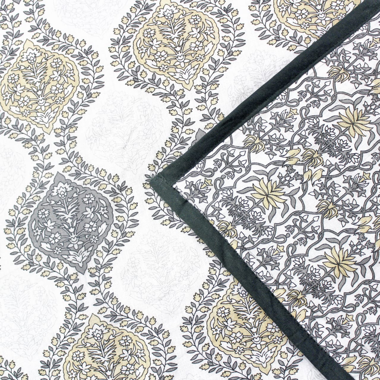 Soft Riva Damask Print Grey Cotton Dohar Online At Best Prices