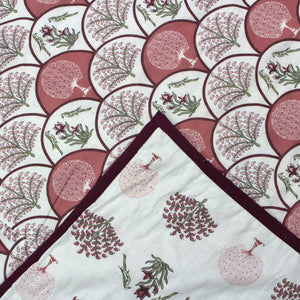 Riva Floral Cotton Dohar, Burgundy Design