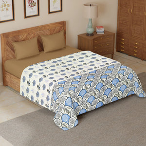 Riva Floral Cotton Dohar, Blue
