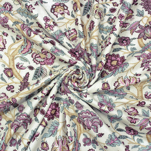 Riva Floral Cotton Dohar, Burgundy Design