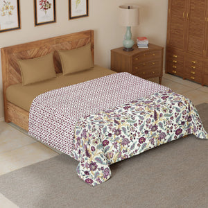Riva Floral Cotton Dohar, Burgundy