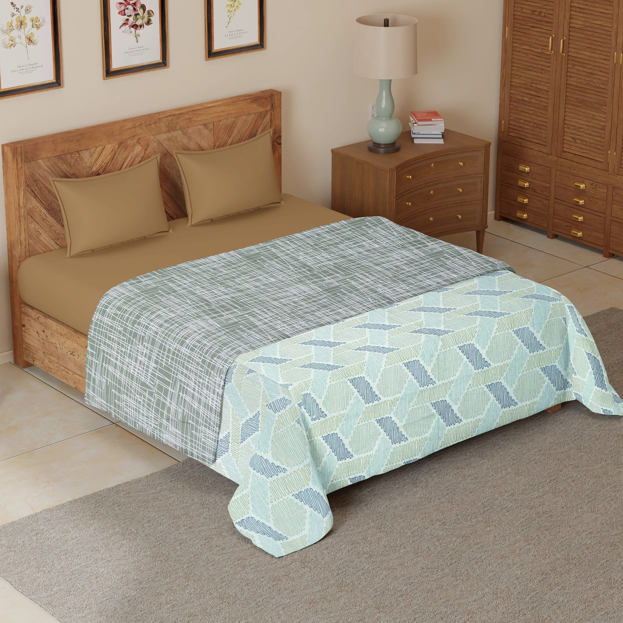 Riva Floral Cotton Dohar, Blue