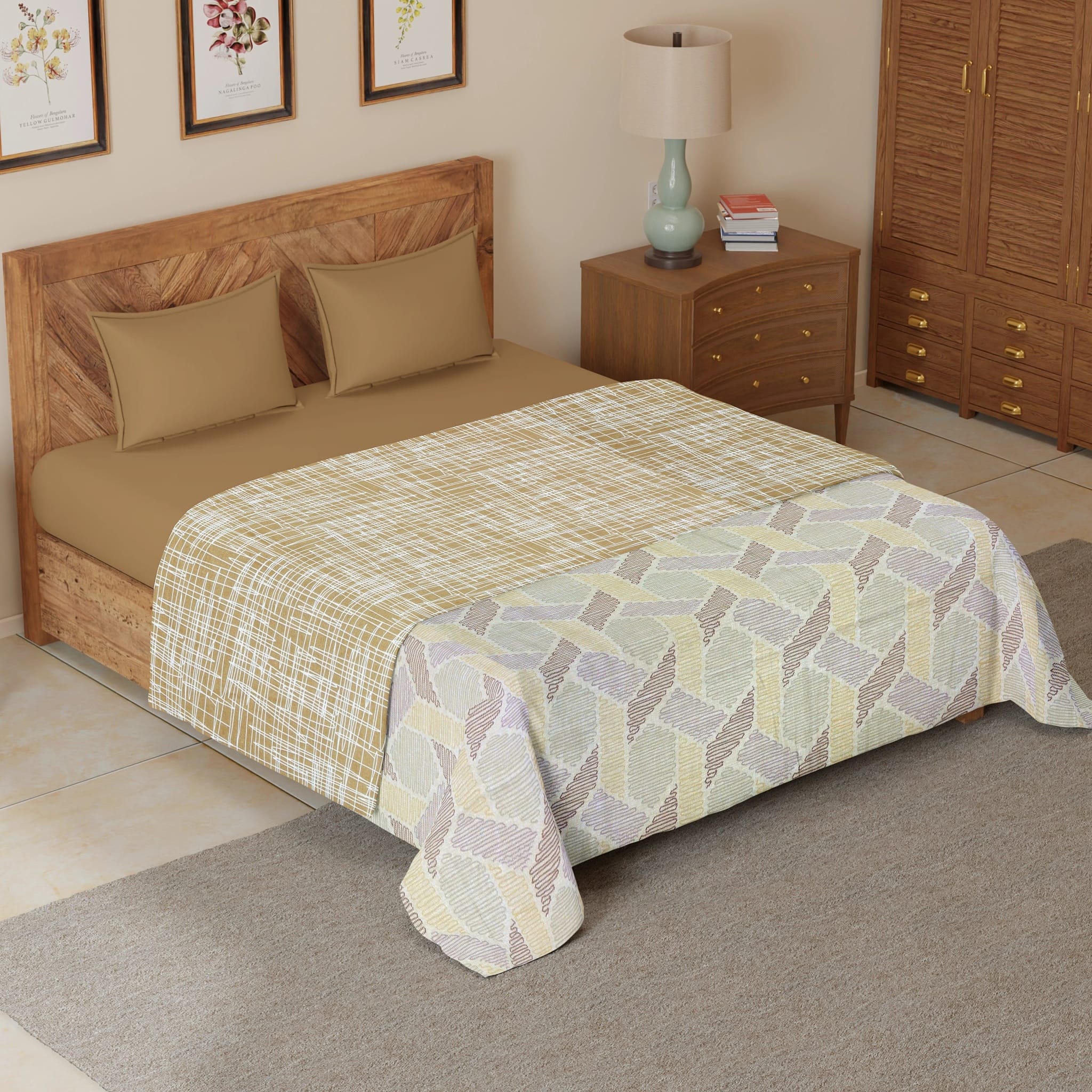 Riva Floral Cotton Dohar, Brown