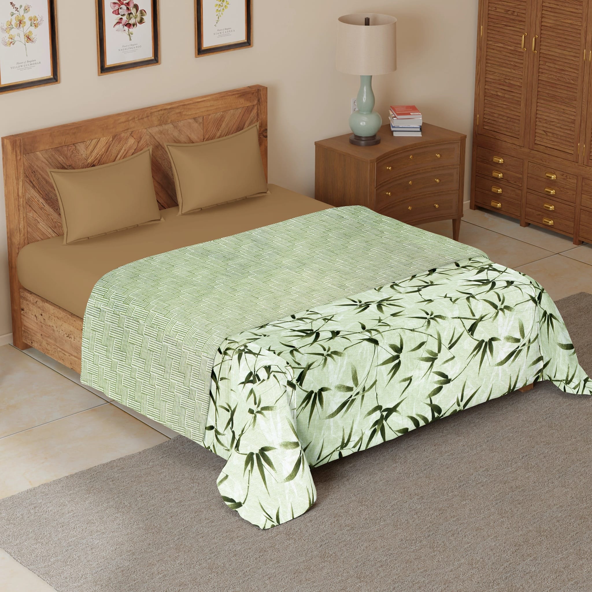 Riva Floral Cotton Dohar, Green