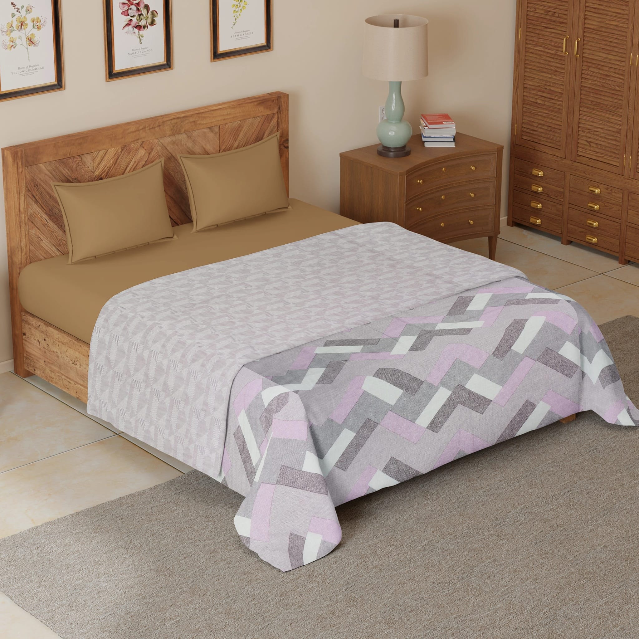 Riva Floral Cotton Dohar, Magenta