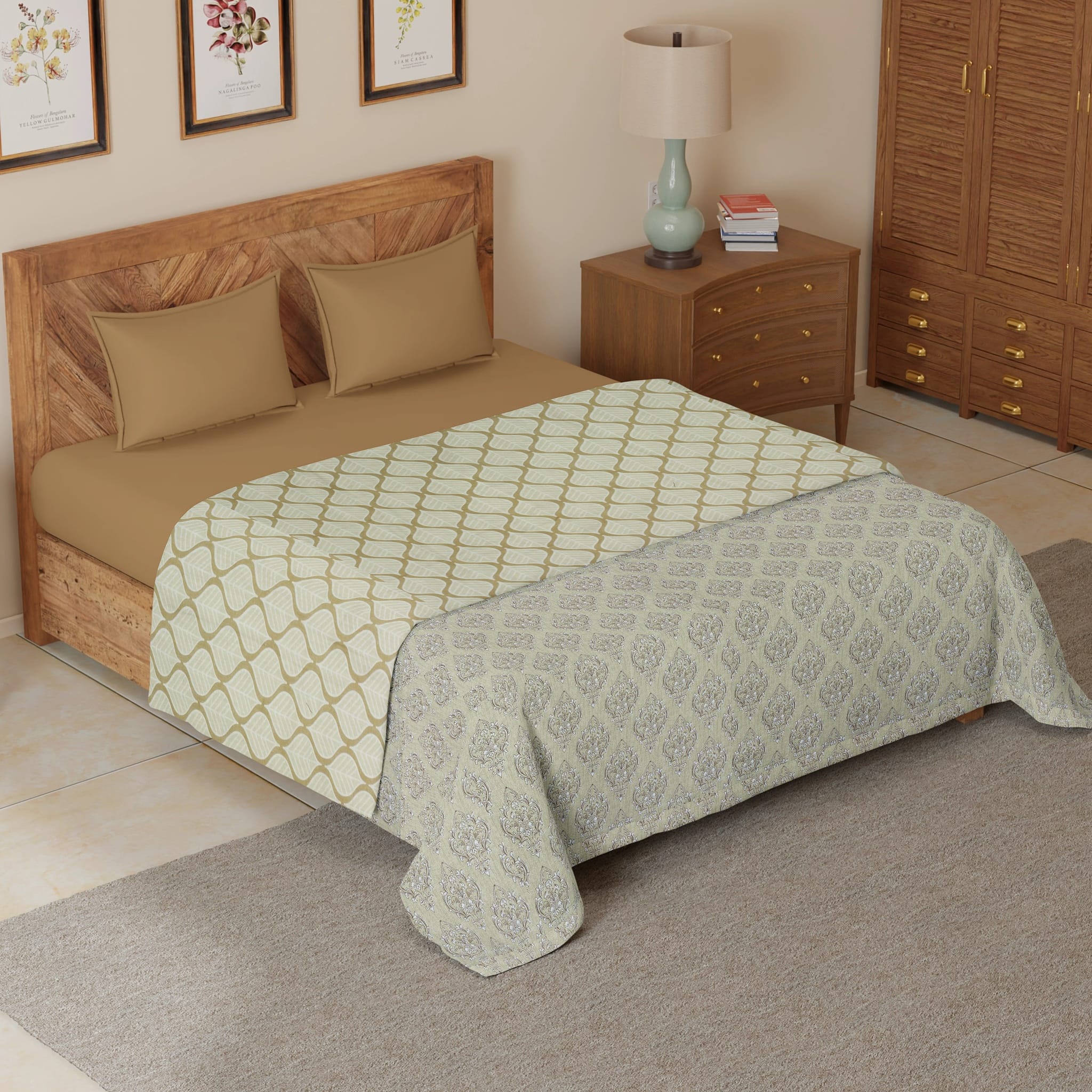 Riva Floral Cotton Dohar, Brown
