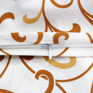 Close-up of zipper closure on Printed Cotton 144 TC Duvet Cover - Mustard