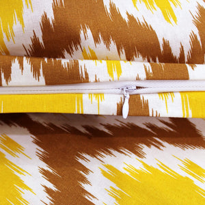 Close-up of Printed Cotton 144 TC Duvet Cover - Mustard
