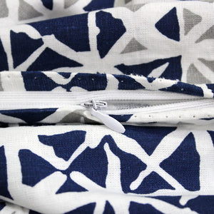 Close-up of zipper closure Printed Cotton 144 TC Duvet Cover - Blue