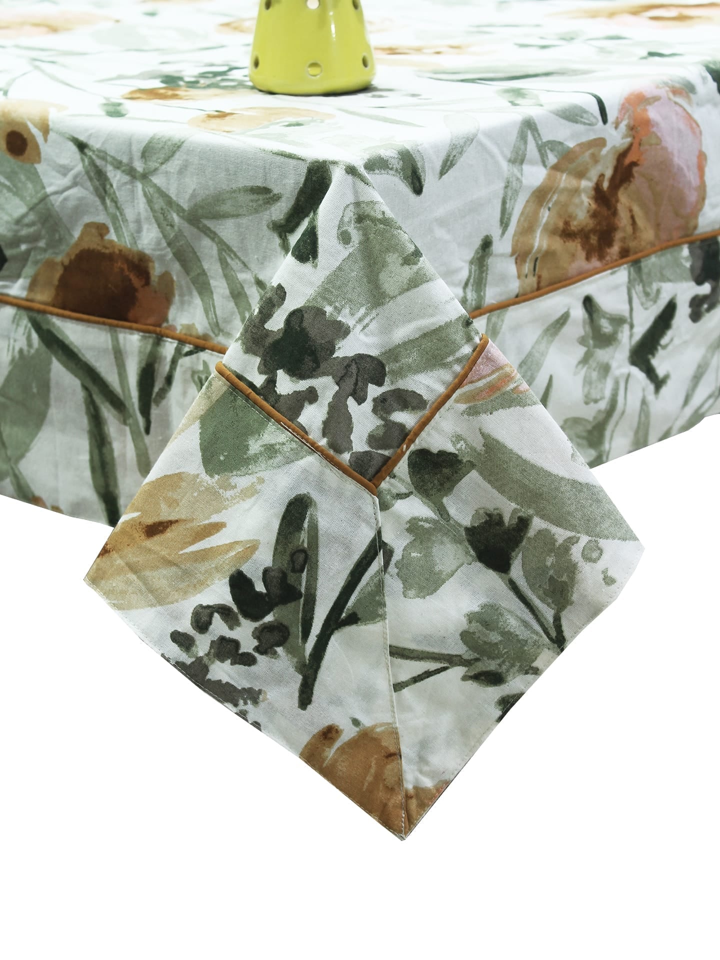 PRISM Printed Cotton Floral 1 Pc Table Cover - Brown