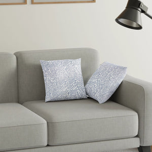 Printed Geometrical Cotton Cushion Cover set - Blue