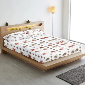 Stylish Multicolor Printed 144 TC Cotton Floral Fitted Bedsheet At Best Price