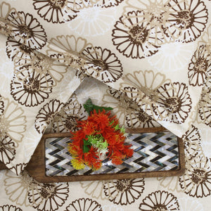 Printed Floral Cotton 144 TC Fitted Bedsheet with Pillow Covers - Brown
