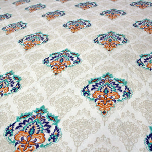 Printed Damask Cotton 144 TC Fitted Bedsheet Design