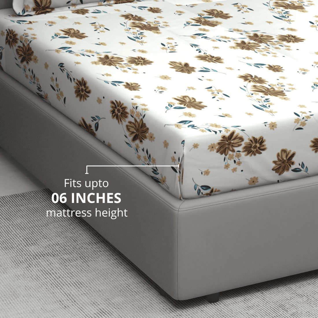 Fitted Bedsheet Fits Upto 06 Inches