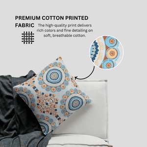 geometric pattern on a bed, featuring premium cotton printed fabric.