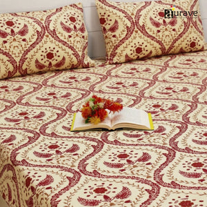 144TC 100% Elastic Fitted Bedsheet Floral patterned bedspread with Pillow covers