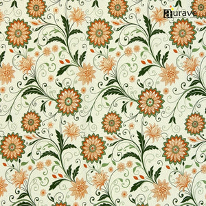 Machine washable AURAVE orange floral pillow covers styled on a bed with a white sheet, open book, and coffee cups for year-round usage.