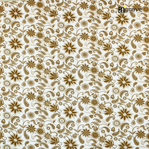 Brown floral and paisley pattern on a white background