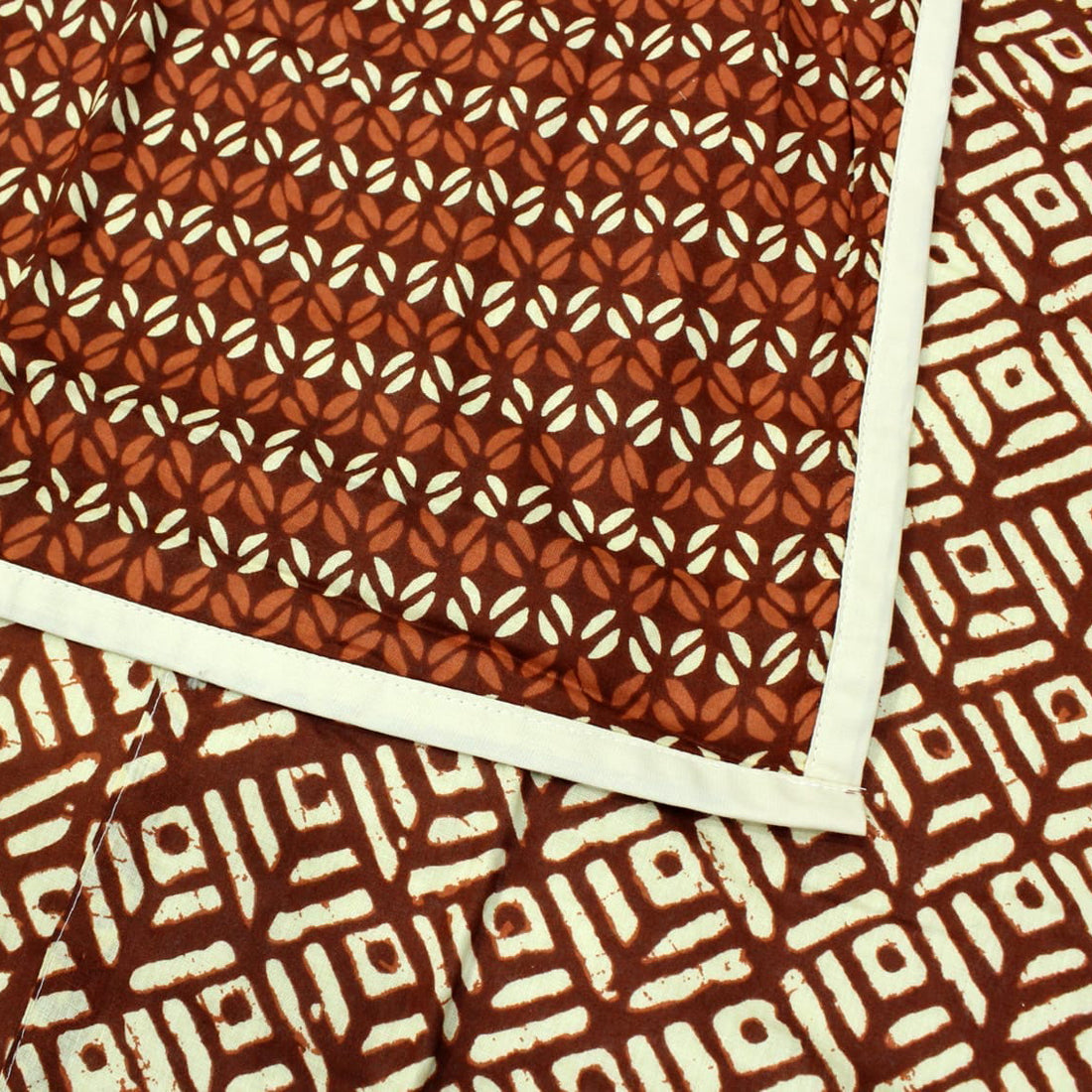 Elba Geometrical Pattern Cotton Reversible Dohar, Rust