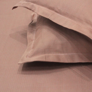 Mercerized Cotton Textured Weave Cotton Fitted Bedsheet with Pillow Covers - Rust
