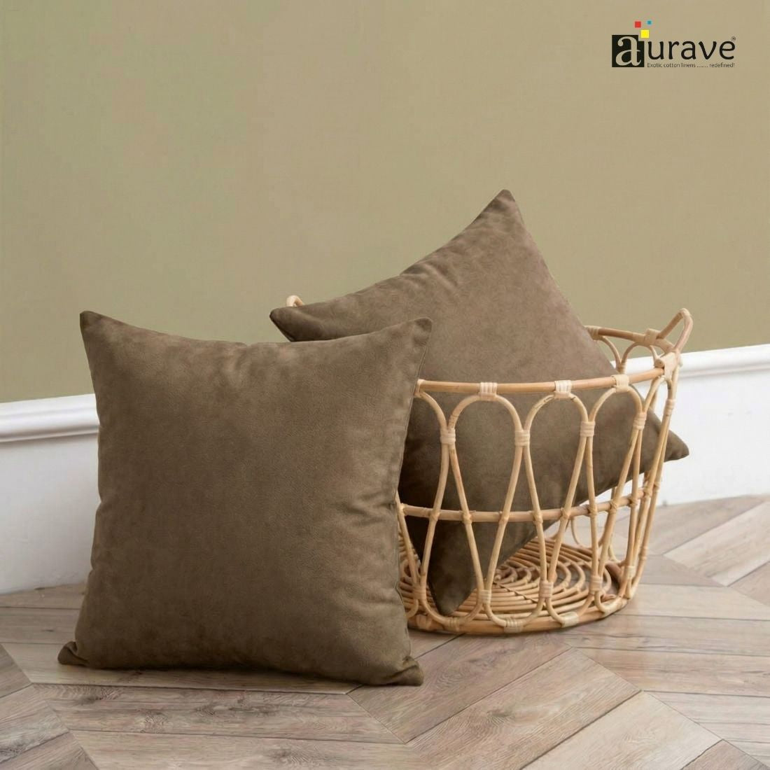 SUEDE Luxurious Microfibre Cushion Cover set - Storm Brown