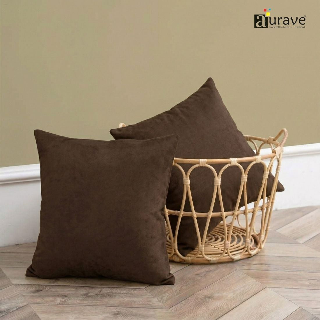 SUEDE Luxurious Microfibre Cushion Cover set - Chocolate Brown