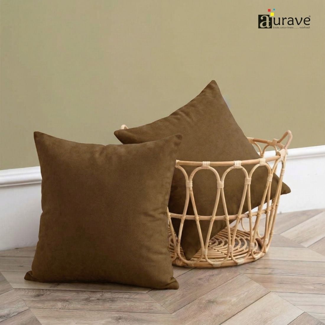SUEDE Luxurious Microfibre Cushion Cover set - Coffee Brown