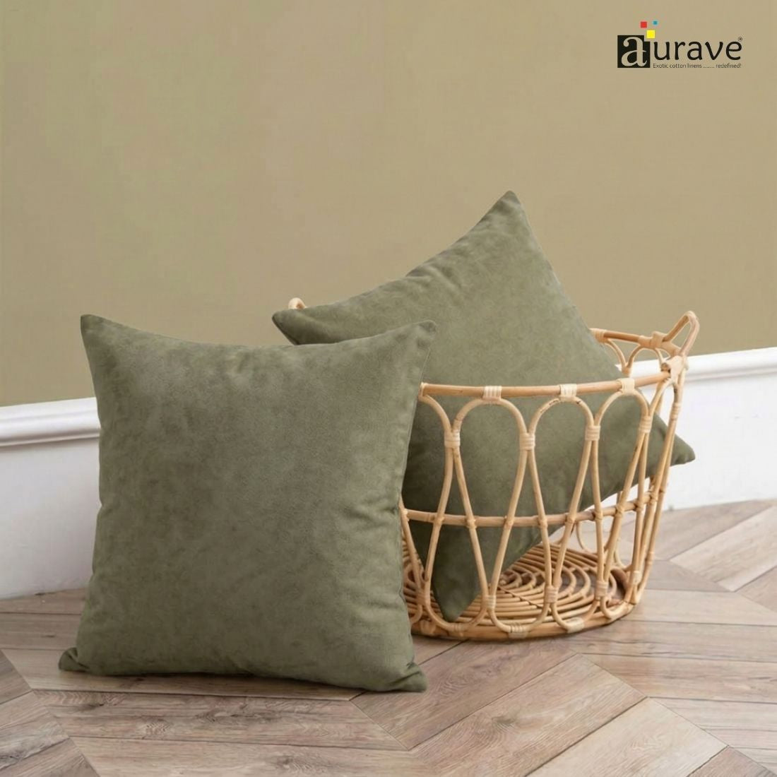 SUEDE Luxurious Microfibre Cushion Cover set - Khaki