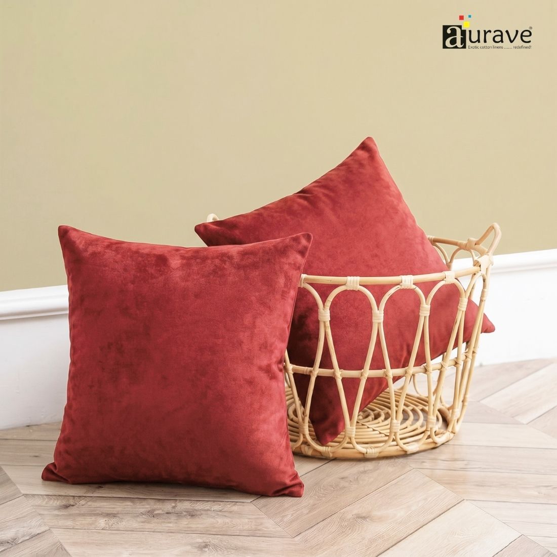 SUEDE Luxurious Microfibre Cushion Cover set - Maroon