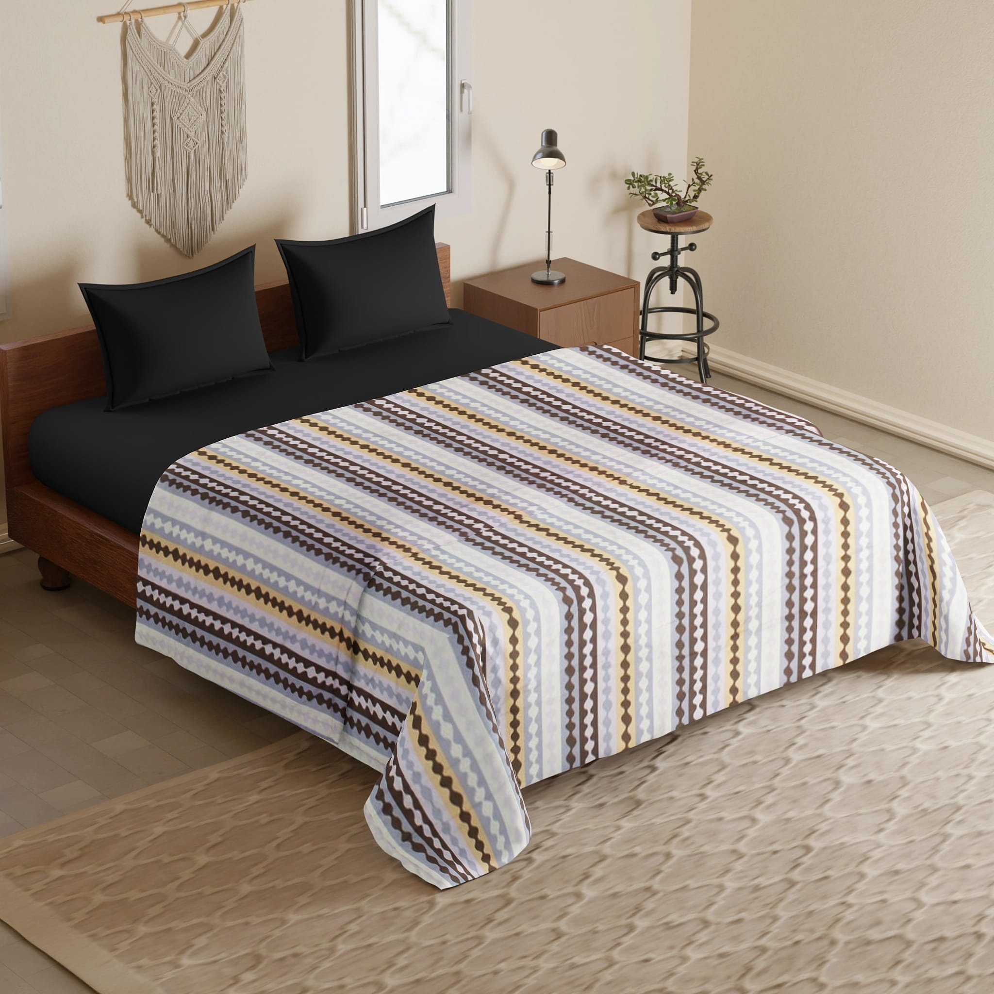 Microfiber 150 GSM All Season Comforter/Quilt - Brown