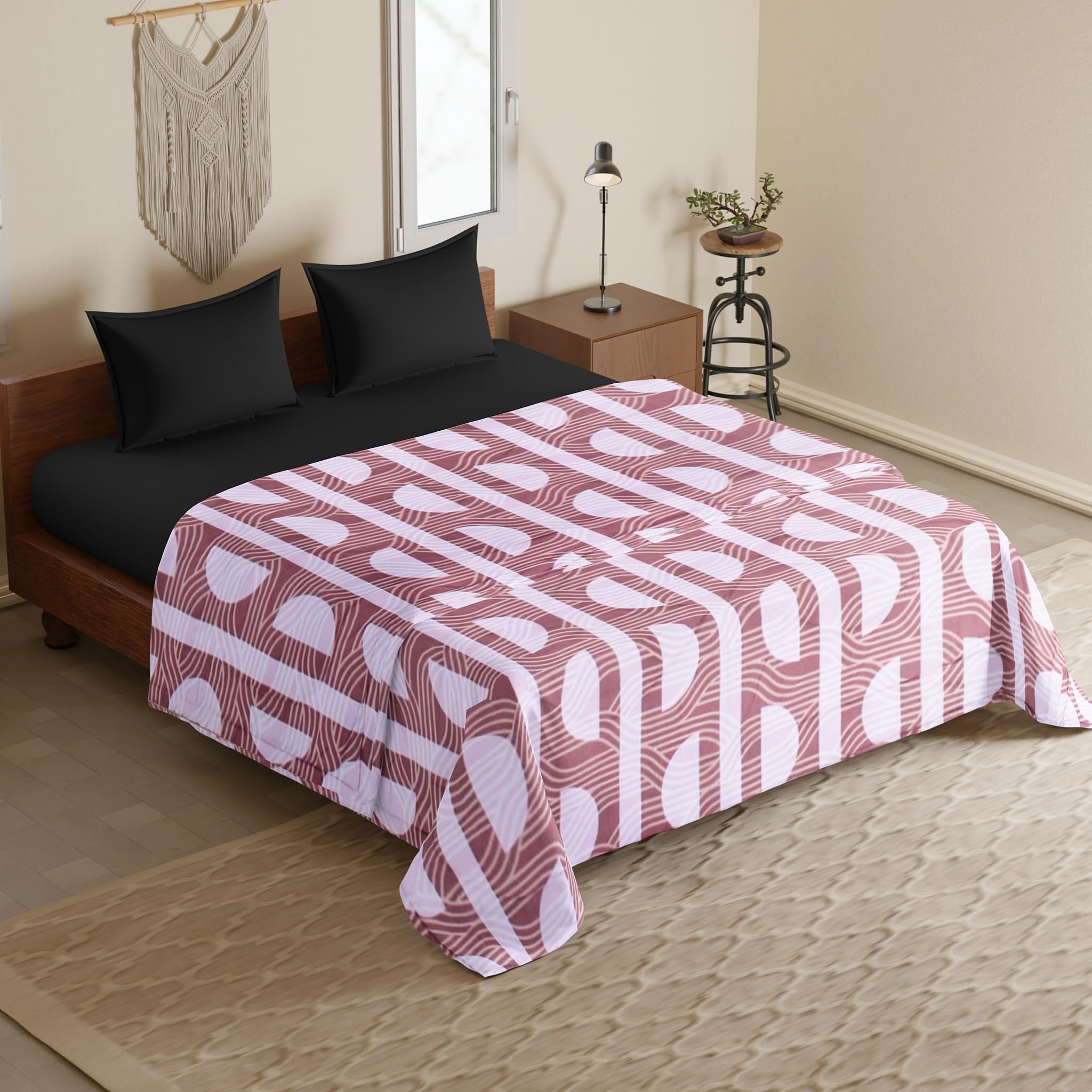 Microfiber 150 GSM All Season Comforter/Quilt - Magenta