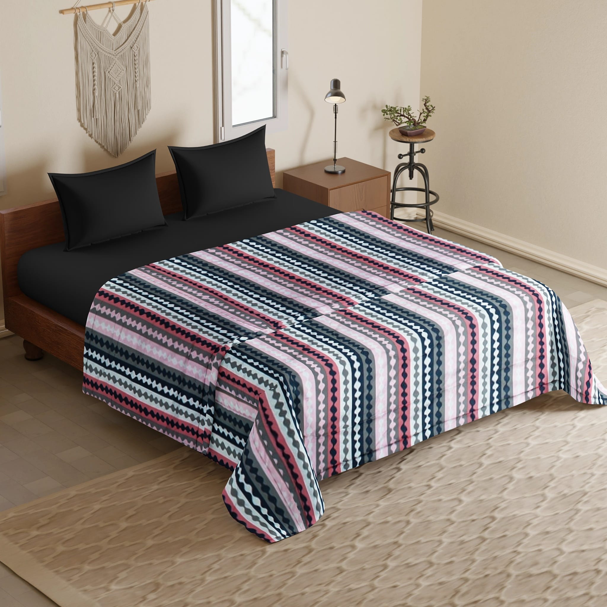 Microfiber 150 GSM All Season Comforter/Quilt - Magenta