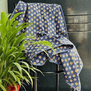 Elegant Microfibre Dohar Geometric Petals Blue