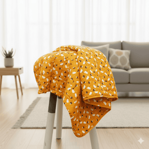 Elegant Microfibre Dohar| Botanical Motif Yellow
