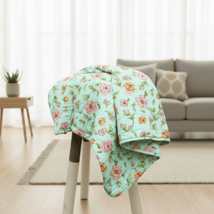 Elegant Microfibre Dohar for Festive Gifting | Rose Floral Aqua