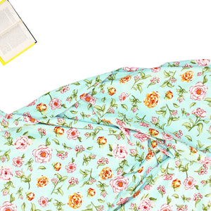 Elegant Microfibre Dohar for Festive Gifting | Rose Floral Aqua