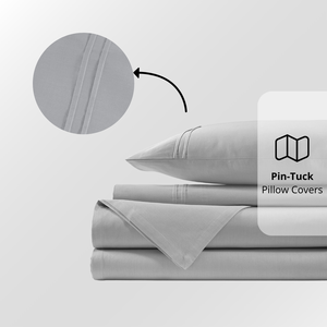 Plain Cotton Satin 400 TC Bedsheet with Pillow Covers - Silver