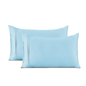 Plain Cotton Satin 400 TC Pillow Covers - Sky