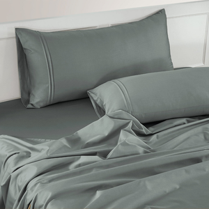 Plain 400 TC Cotton Satin Bedsheet with Pillow Covers - Steel Grey